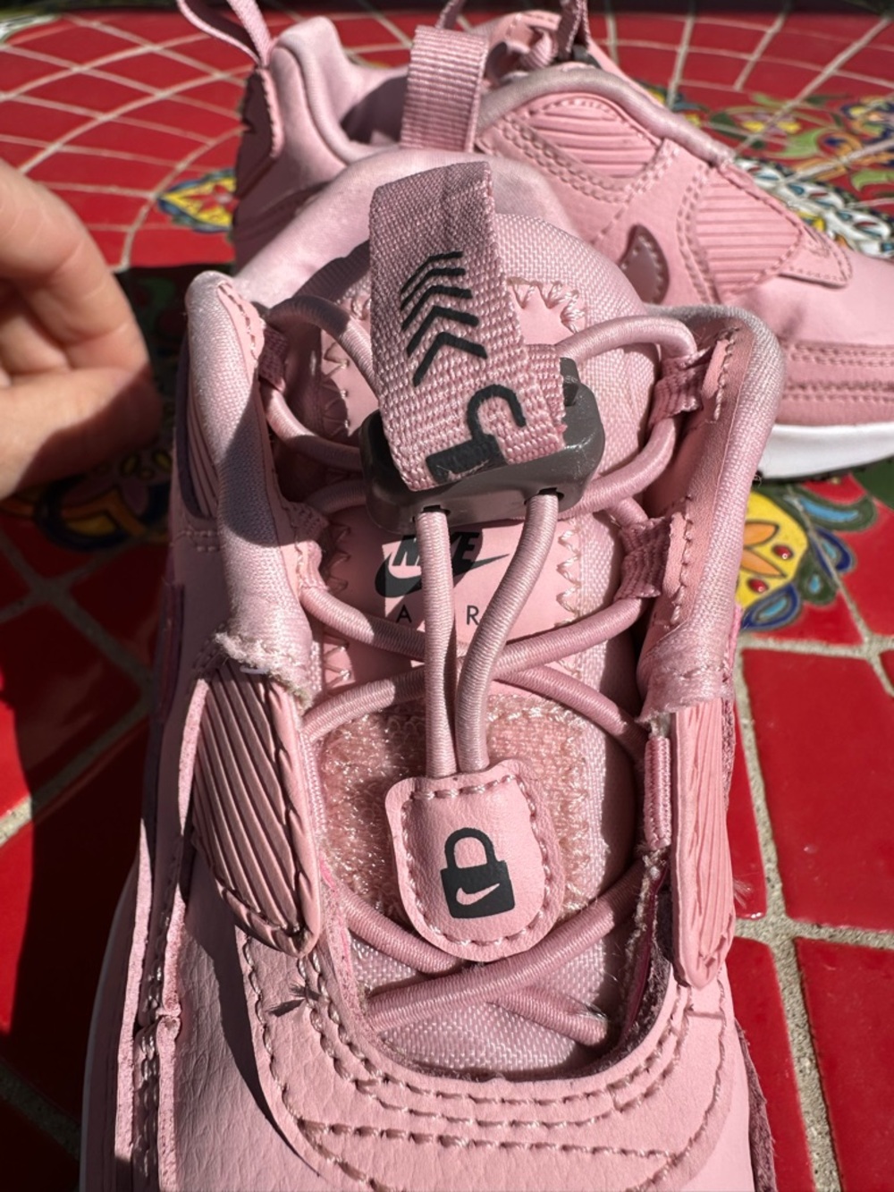 Nike Kids Pink and White Air Max Style Sneakers-Excee Airmax 90 11C - Picture 5 of 6